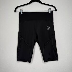 Adidas Stella McCartney True Pace Biker Shorts Black Logo Cutout Sheer Size M
